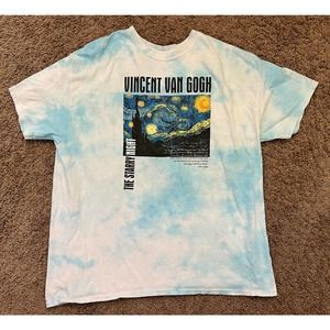 VTG Vincent Van Gogh Starry Night The-Dye Mens Short Sleeve T-Shirt Size XL